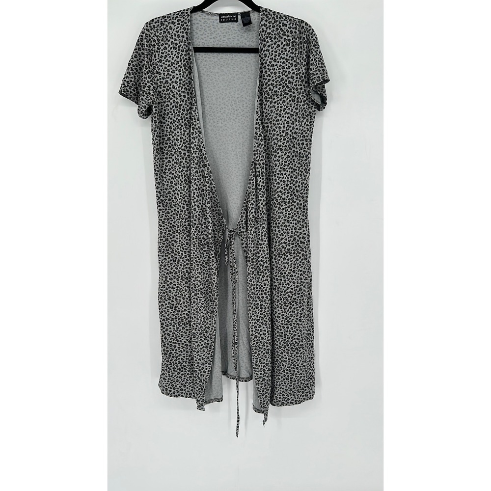 Liz Claiborne Collection Gray Animal Print Duster Cardigan‎ Medium M